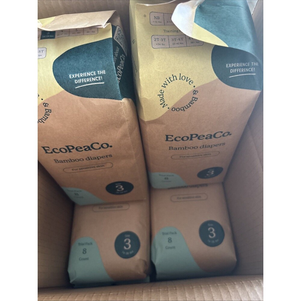 EcoPeaCo. Bamboo Diapers 4 Packs 8 Count 32 Diapers